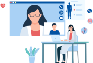 virtual appointment and messaging illustration